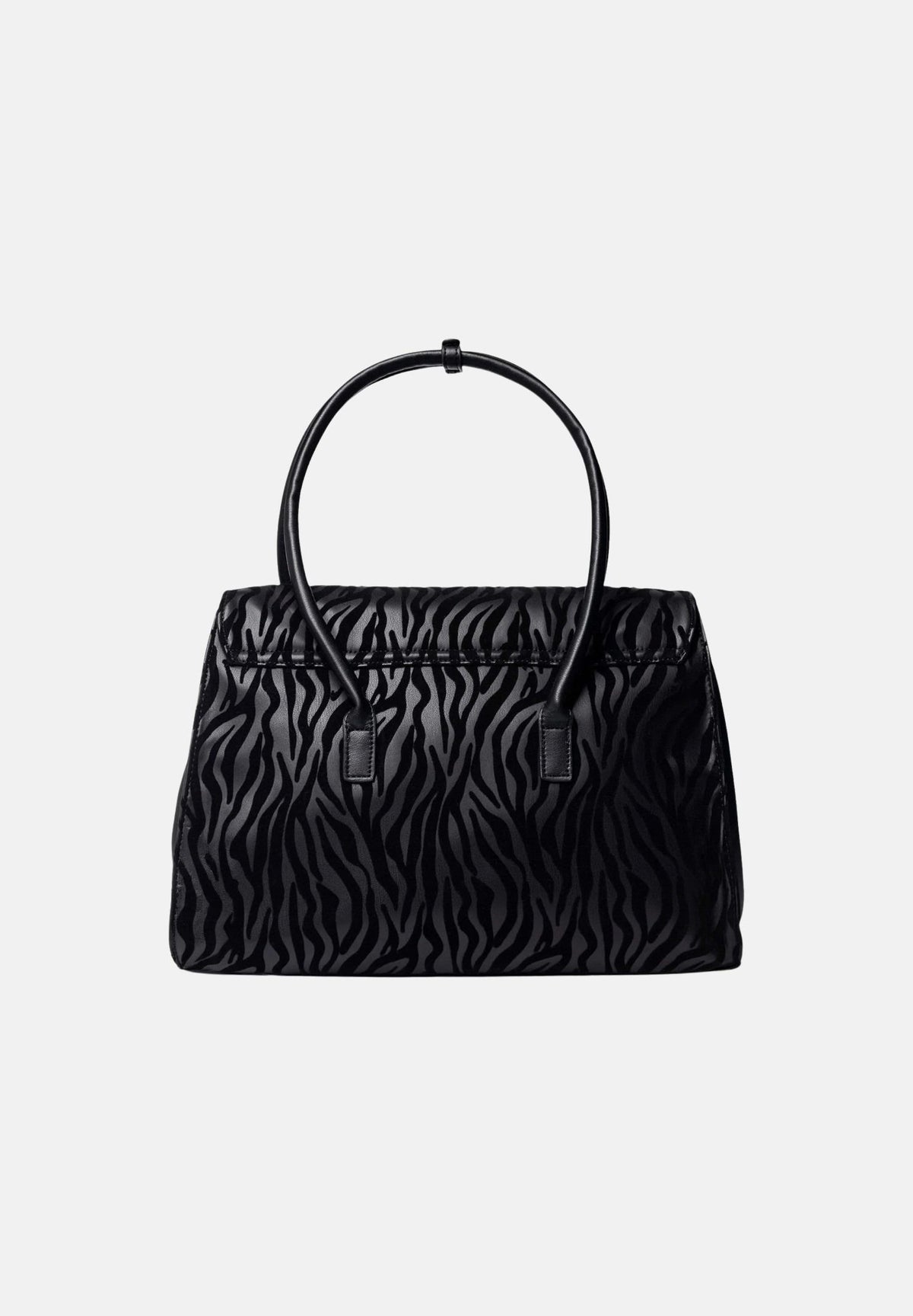 SECRET PON PON Borsa a mano WINNIFRED ZEBRA Zebra Black nera e grigia da donna,  con doppi manici, tracolla e patta magnetica.<BR/> WINNIFRED-ZEBRA ZEBL SECRET PON PON 