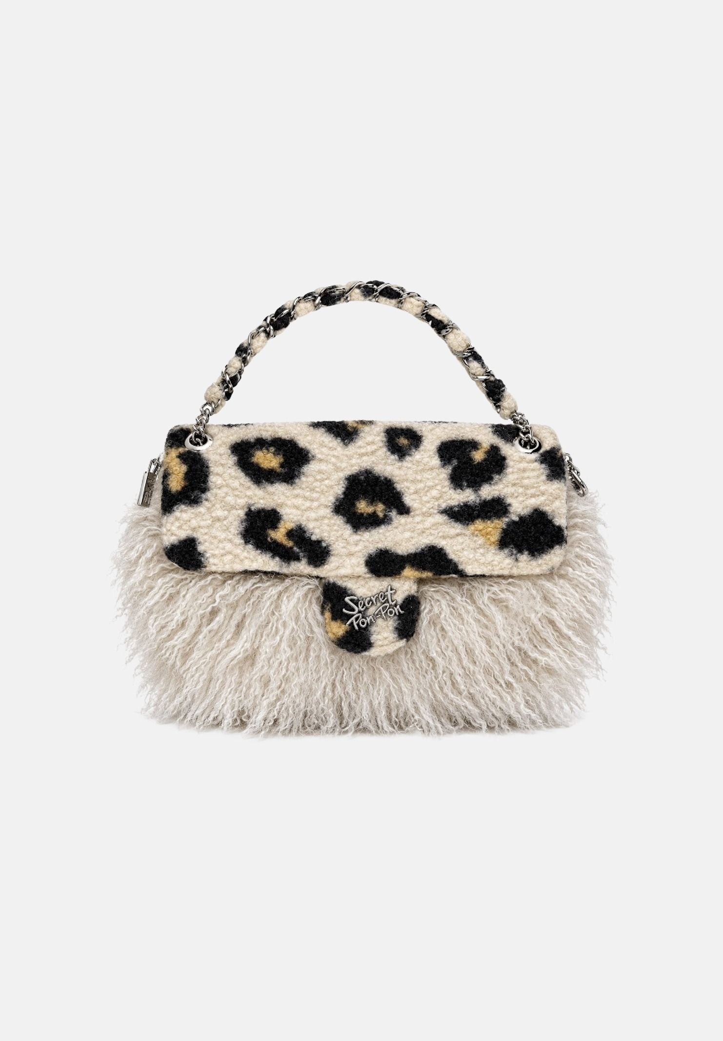 SECRET PON-PON Borsa a mano YSOBEL ANIMALIER nera, beige, marrone da donna con fantasia leopardata YSOBEL-ANIMALIER LEFU SECRET PON PON 