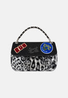 SECRET PON-PON Borsa a mano YSOBEL LEO nera da donna con texture effetto pelliccia con motivo animalier all-over YSOBEL-LEO BLLE SECRET PON PON 