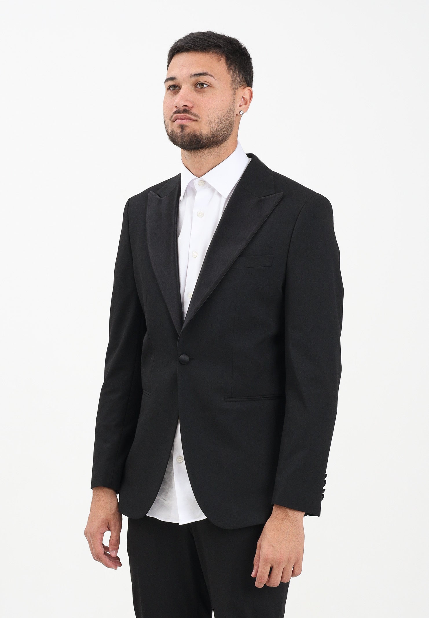 SELECTED HOMME Giacca nera da uomo con collo in raso 16091939 Black SELECTED HOMME 