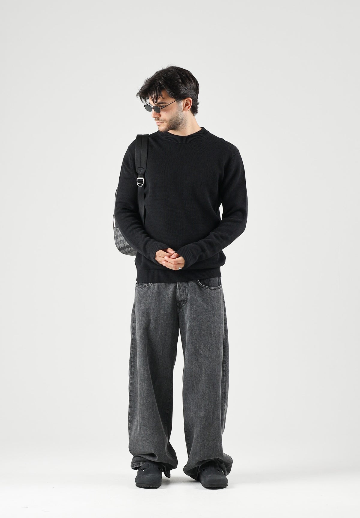 SELECTED HOMME Maglia SLHMALCOLM girocollo nera da uomo con  bordi a coste 16092599 BL SELECTED HOMME 