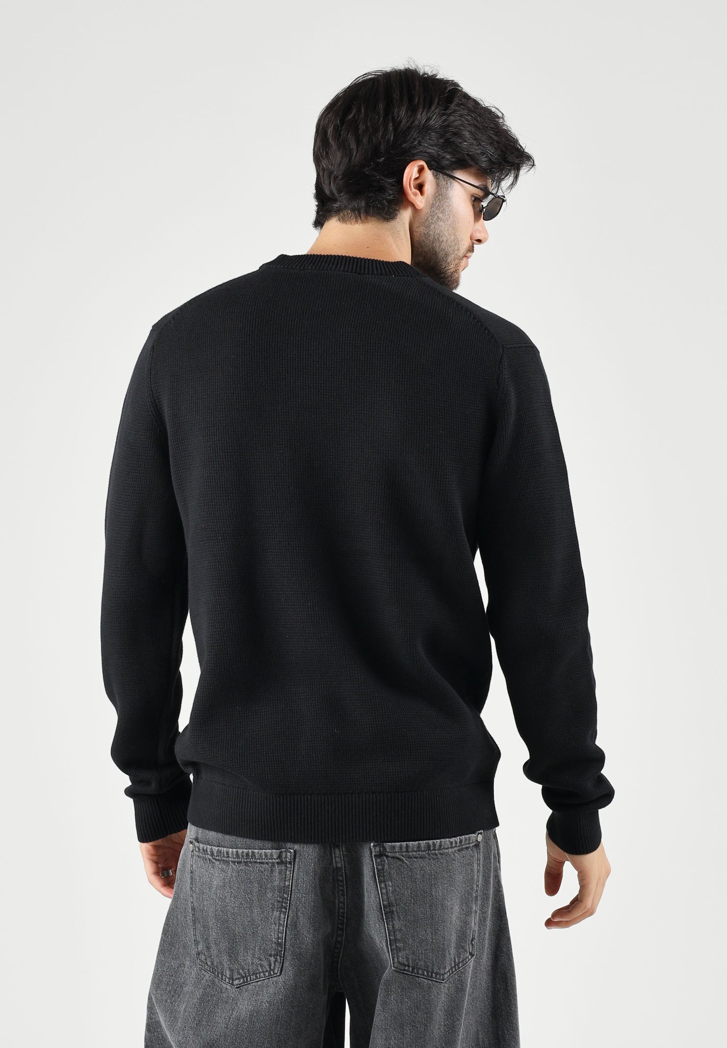 SELECTED HOMME Maglia SLHMALCOLM girocollo nera da uomo con  bordi a coste 16092599 BL SELECTED HOMME 