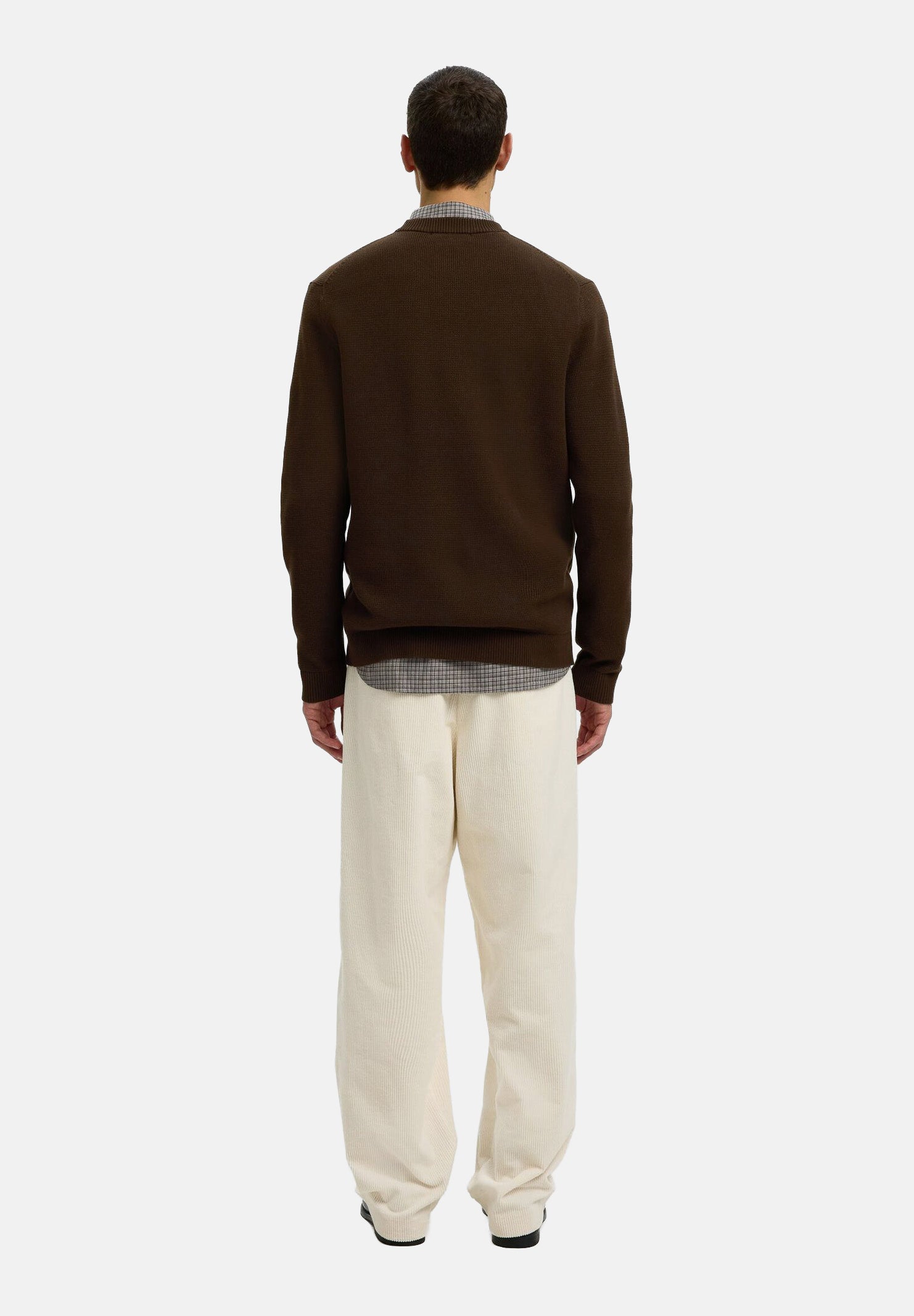 SELECTED HOMME Maglia SLHBERG girocollo marrone da uomo 16092599 DEM SELECTED HOMME 