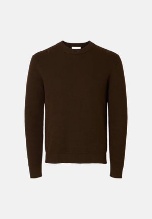 SELECTED HOMME Maglia SLHBERG girocollo marrone da uomo 16092599 DEM SELECTED HOMME 