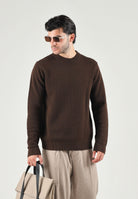 SELECTED HOMME Maglia SLHBERG girocollo marrone da uomo 16092599 DEM SELECTED HOMME 