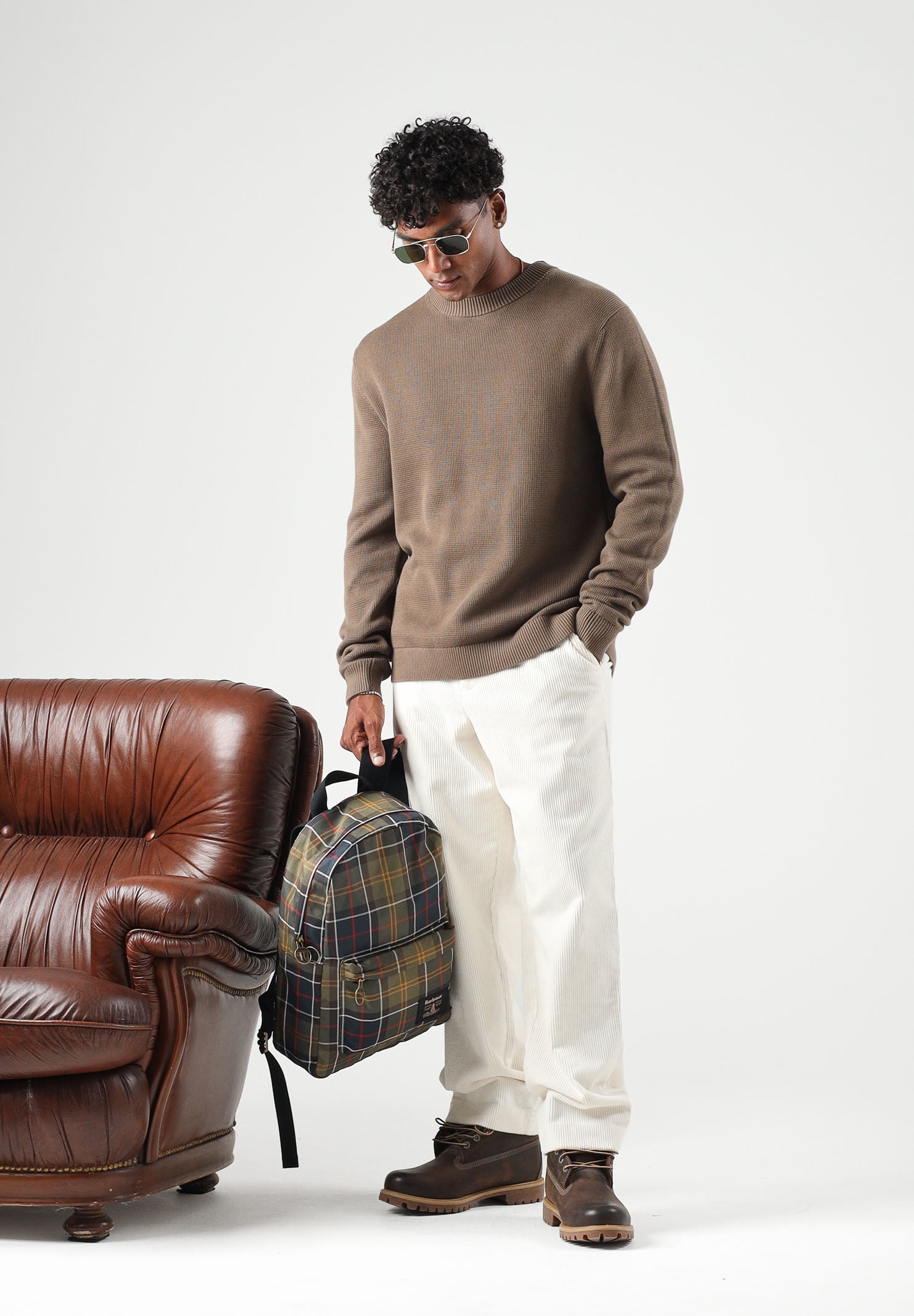 SELECTED HOMME Maglione DANE girocollo morel marrone  per uomo e donna con collo a listino e lavorazione a nido d'ape. 16092599 MOR SELECTED HOMME 