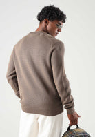 SELECTED HOMME Maglione DANE girocollo morel marrone  per uomo e donna con collo a listino e lavorazione a nido d'ape. 16092599 MOR SELECTED HOMME 