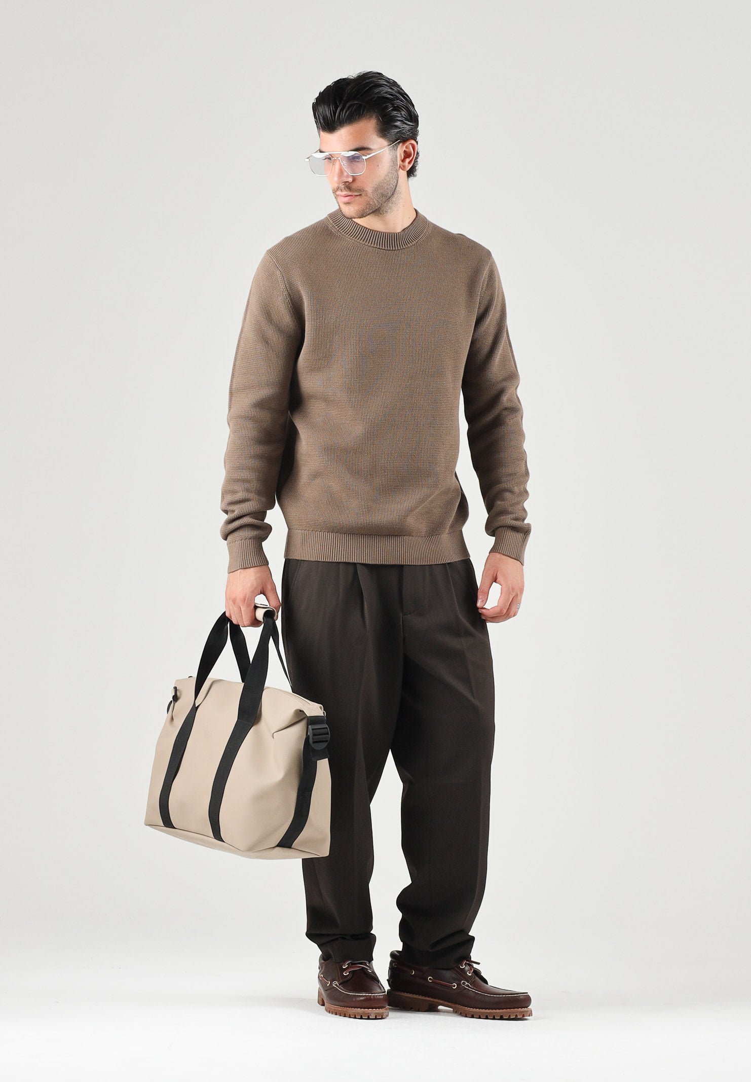 SELECTED HOMME Maglia DANE morel per uomo con collo a listino e lavorazione a nido d'ape. 16092599 MOR SELECTED HOMME 