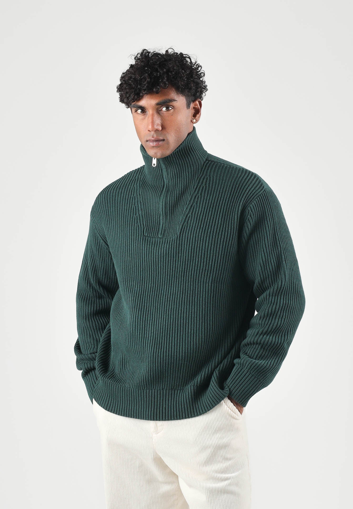 SELECTED HOMME Maglione collo alto SLMDRY HALF ZIP verde bosco da uomo 16094566 PI SELECTED HOMME 