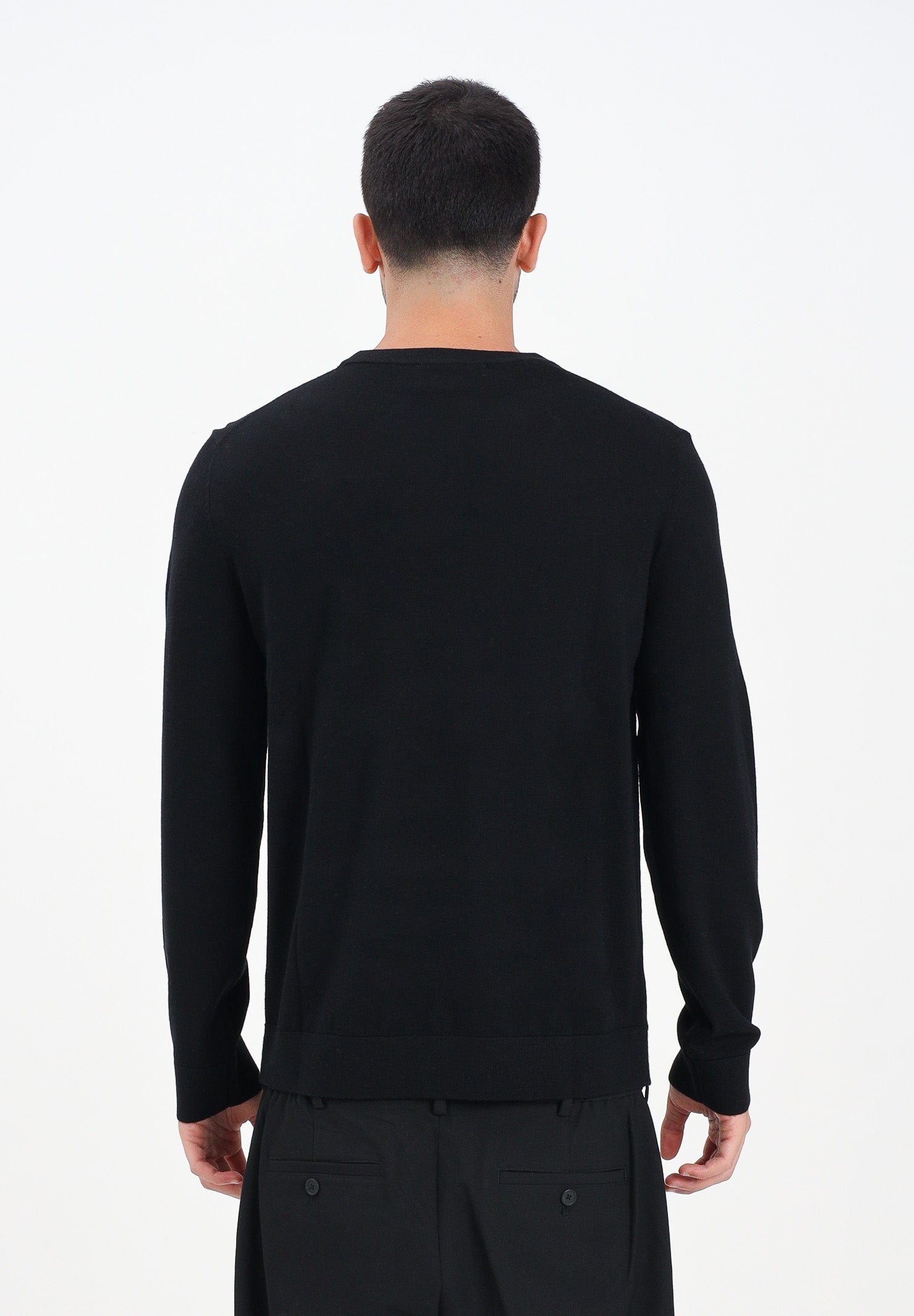 SELECTED HOMME Maglioncino girocollo nero da uomo 16094647 Black SELECTED HOMME 