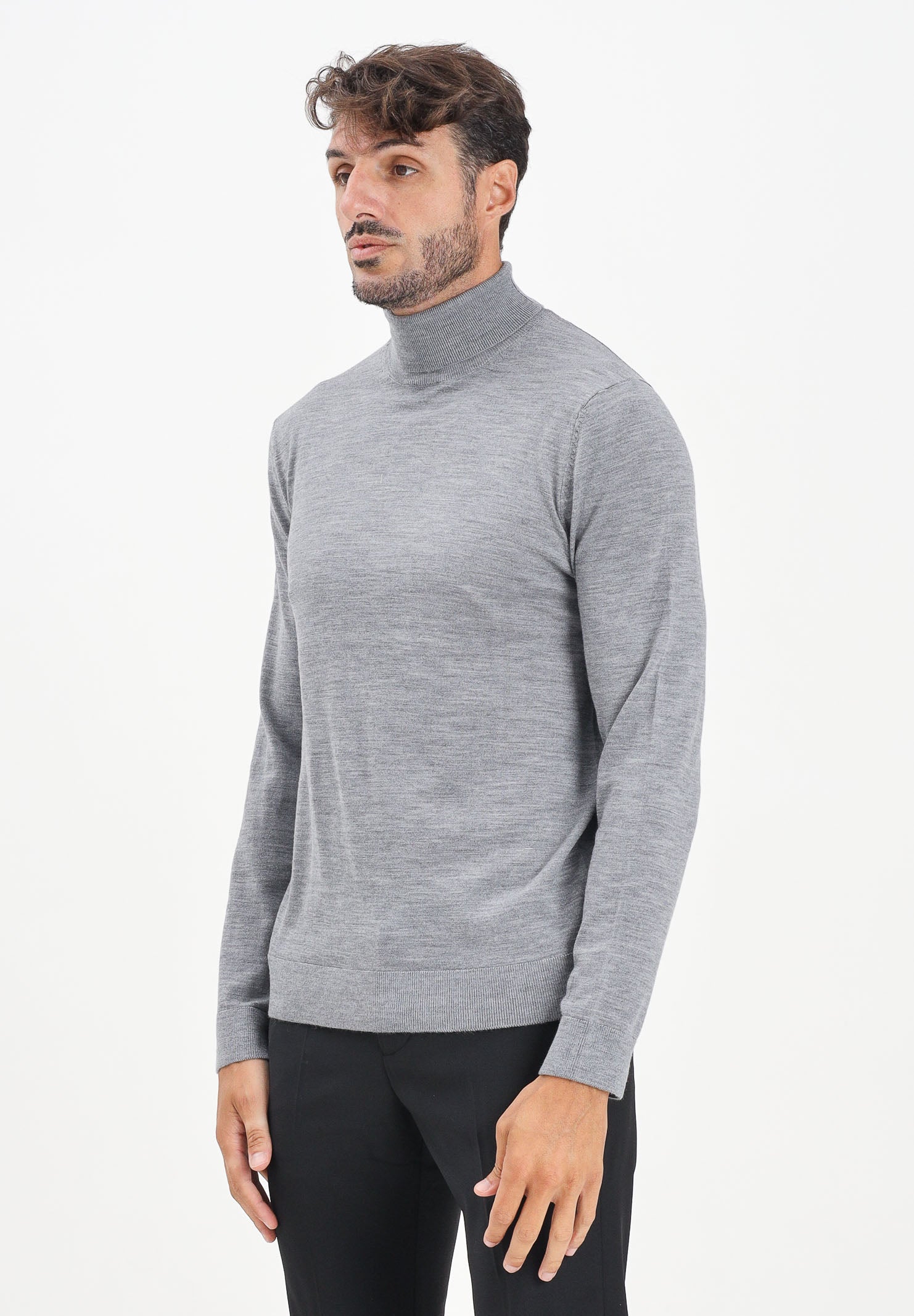 SELECTED HOMME Maglione a collo alto grigio da uomo 16094653 MediumGreyMel SELECTED HOMME 