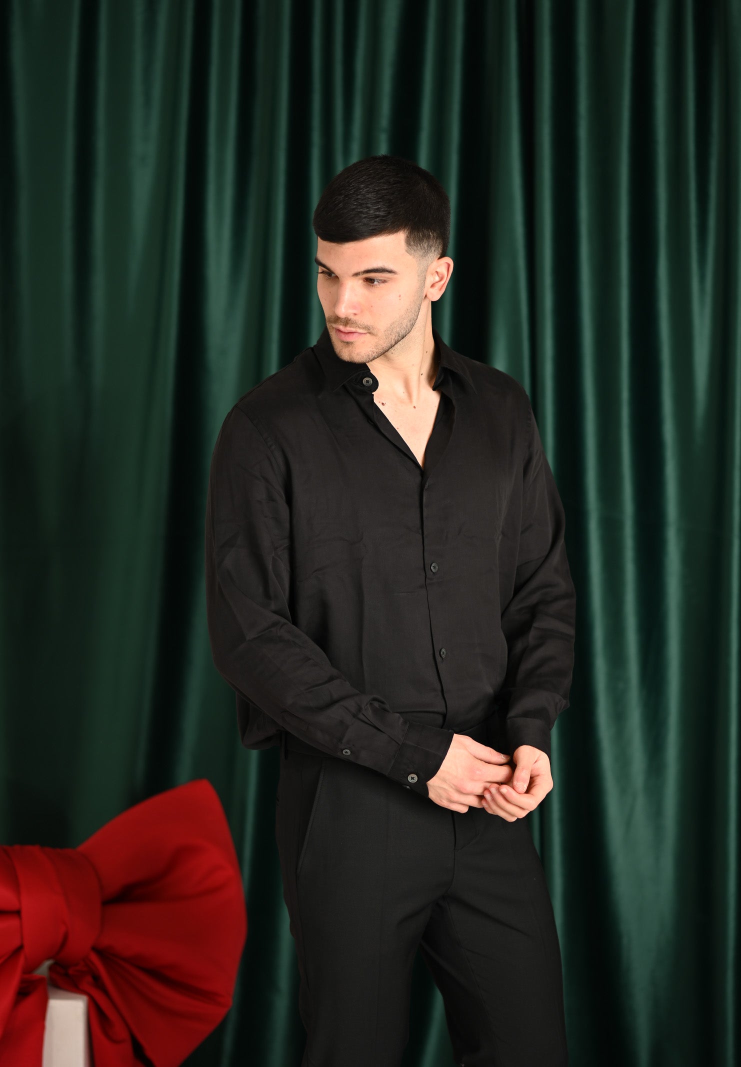 SELECTED HOMME Camicia a manica lunga nera da uomo 16095736 Black SELECTED HOMME 