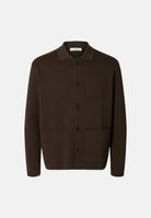 SELECTED HOMME  Cardigan SLHREGULAR marrone scuro per uomo con chiusura a bottoni e colletto camicia 16096549 TU SELECTED HOMME 