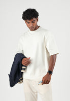 SELECTED HOMME T-shirt manica corta SLHICARUS bianco panna da uomo con taglio morbido e design minimalista 16099500 EG SELECTED HOMME 