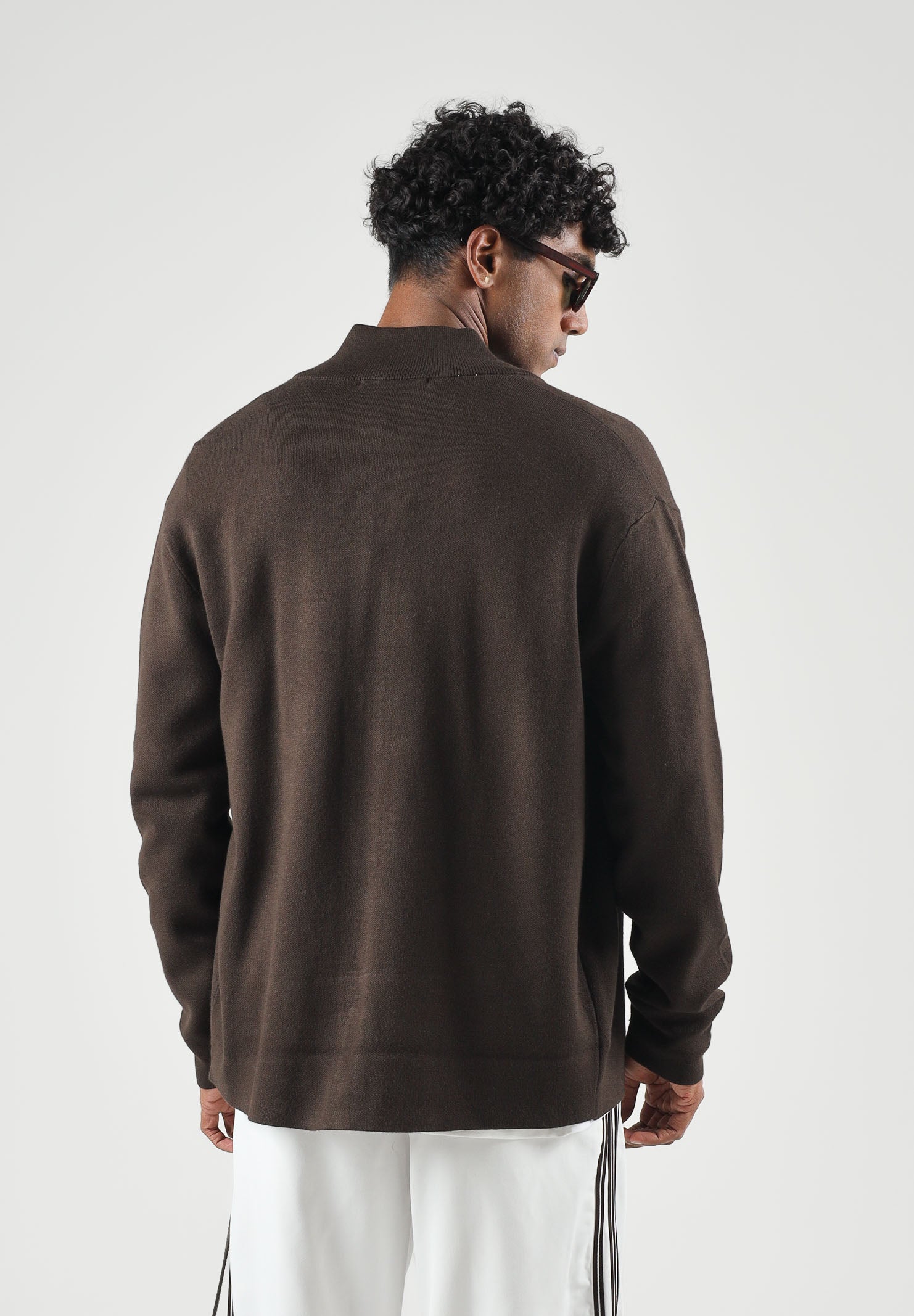 SELECTED HOMME Cardigan SLHTELLER FN  marrone per uomo con collo alto, chiusura full zip e maniche lunghe. 16099572 DE SELECTED HOMME 