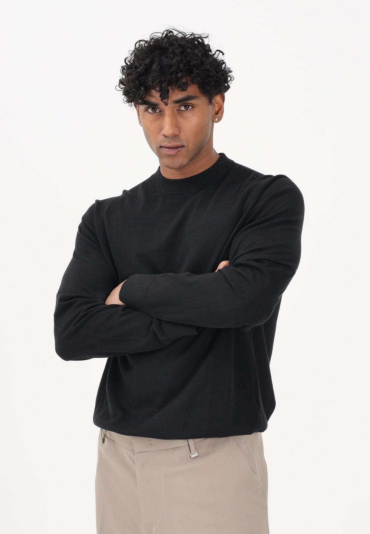 SELECTED HOMME Maglioncino girocollo nero da uomo 16099817 BL SELECTED HOMME 