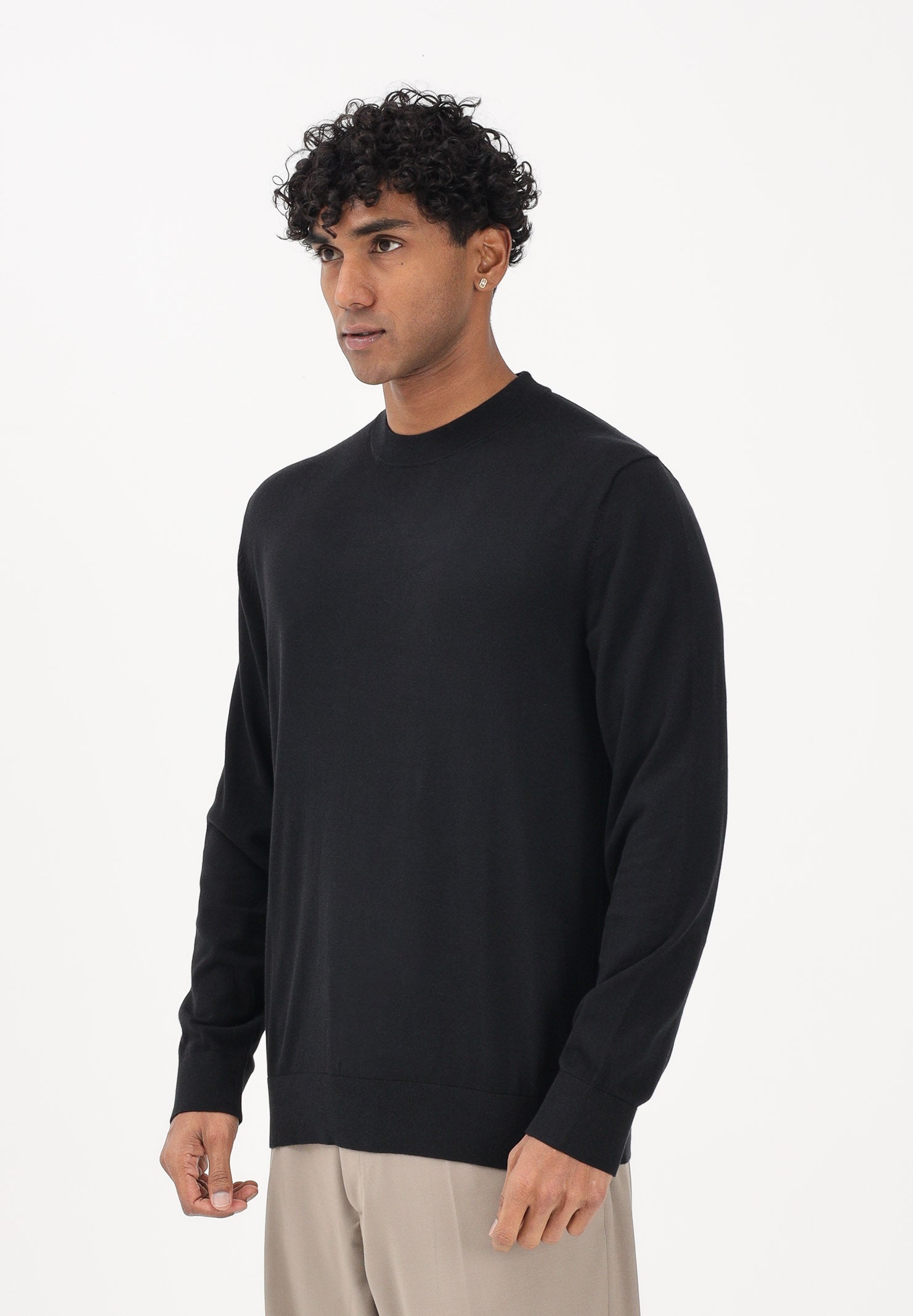 SELECTED HOMME Maglioncino girocollo nero da uomo 16099817 BL SELECTED HOMME 