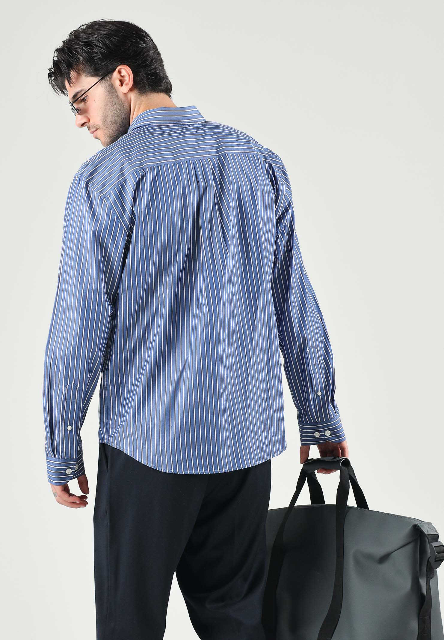 SELECTED HOMME Camicia manica lunga azzurra da uomo con motivo a righe verticali. 16101720 LI SELECTED HOMME 