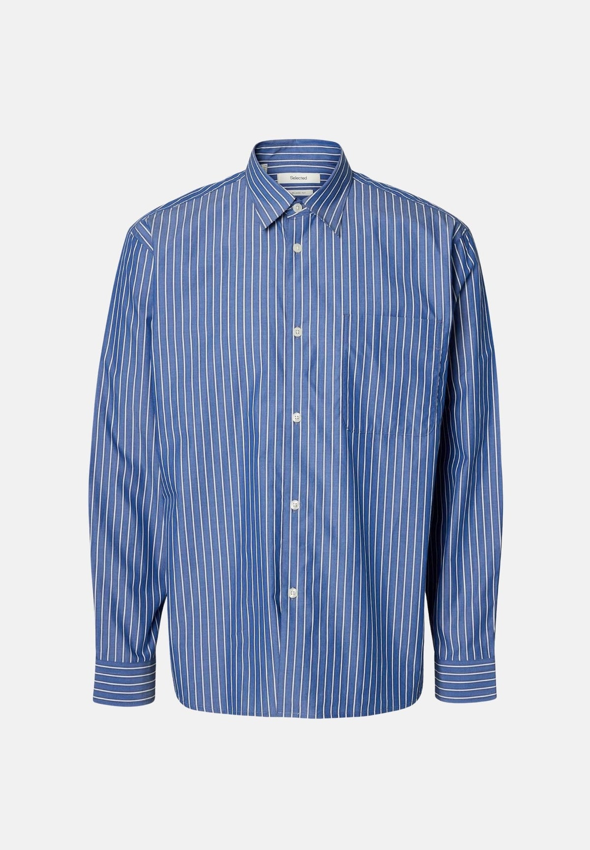 SELECTED HOMME Camicia manica lunga azzurra da uomo con motivo a righe verticali. 16101720 LI SELECTED HOMME 