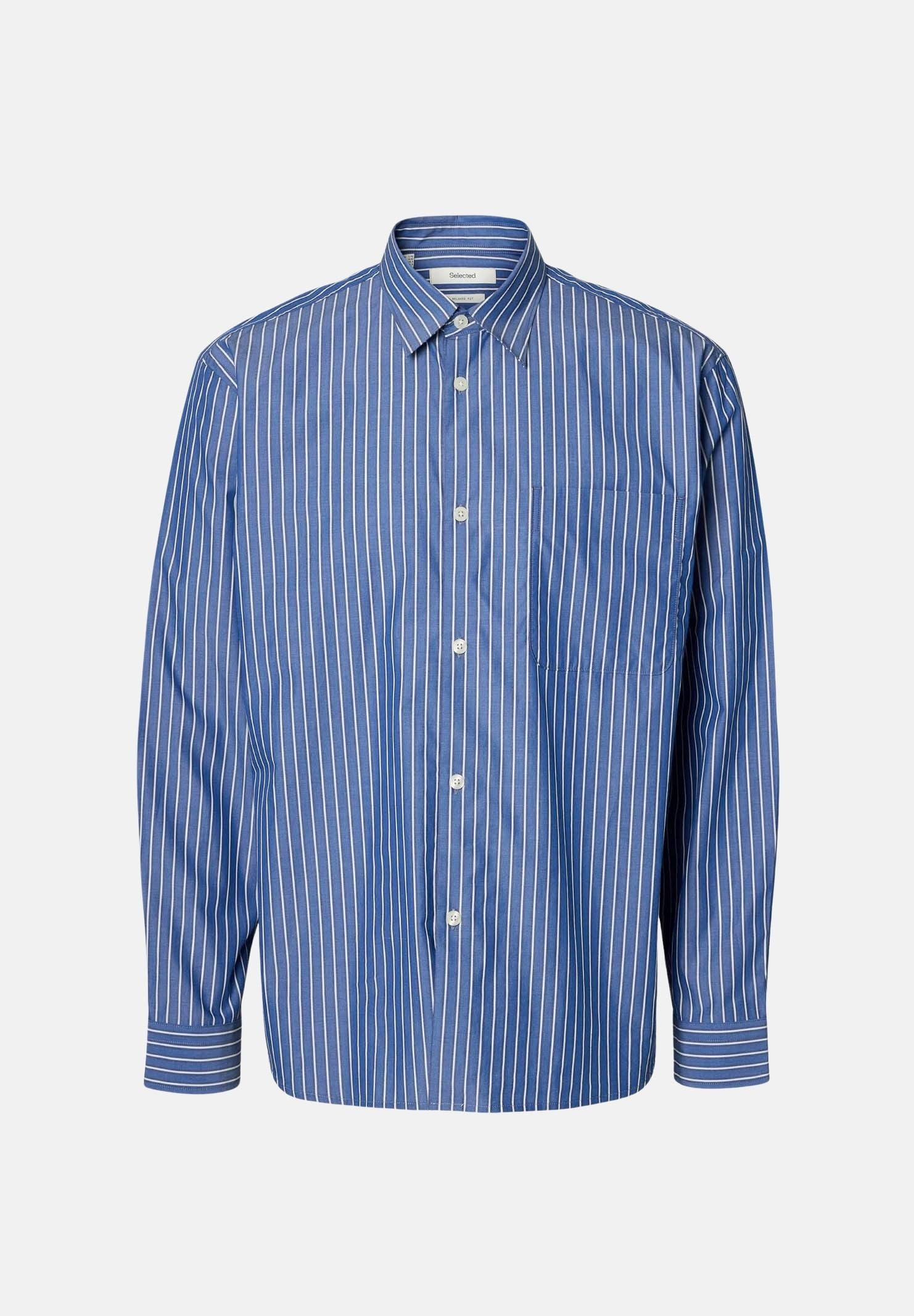 SELECTED HOMME Camicia manica lunga azzurra da uomo con motivo a righe verticali. 16101720 LI SELECTED HOMME 