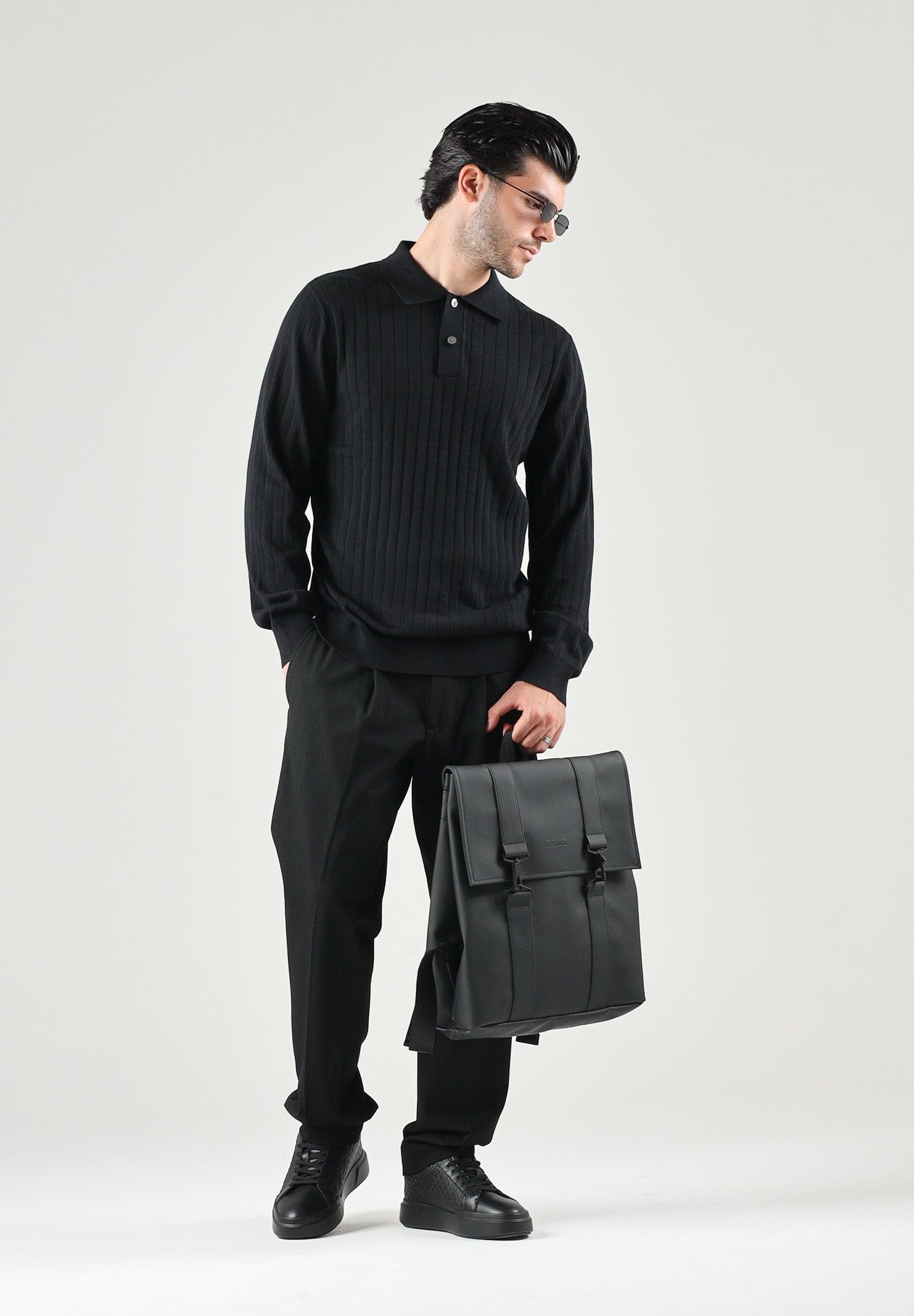 SELECTED HOMME Polo a manica lunga  SLHTHURSDAY nero da uomo 16101762 BL SELECTED HOMME 