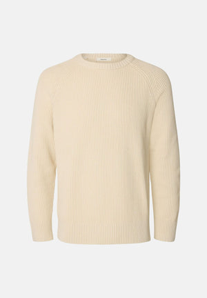 SELECTED HOMME Maglione girocollo SLHREGULAR beige per uomo con maniche raglan 16101766 BI SELECTED HOMME 