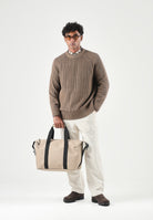 SELECTED HOMME Maglione girocollo BRAUN KNIT RIB CREW NECK marrone per uomo con lavorazione a coste 16101766 CHCH SELECTED HOMME 