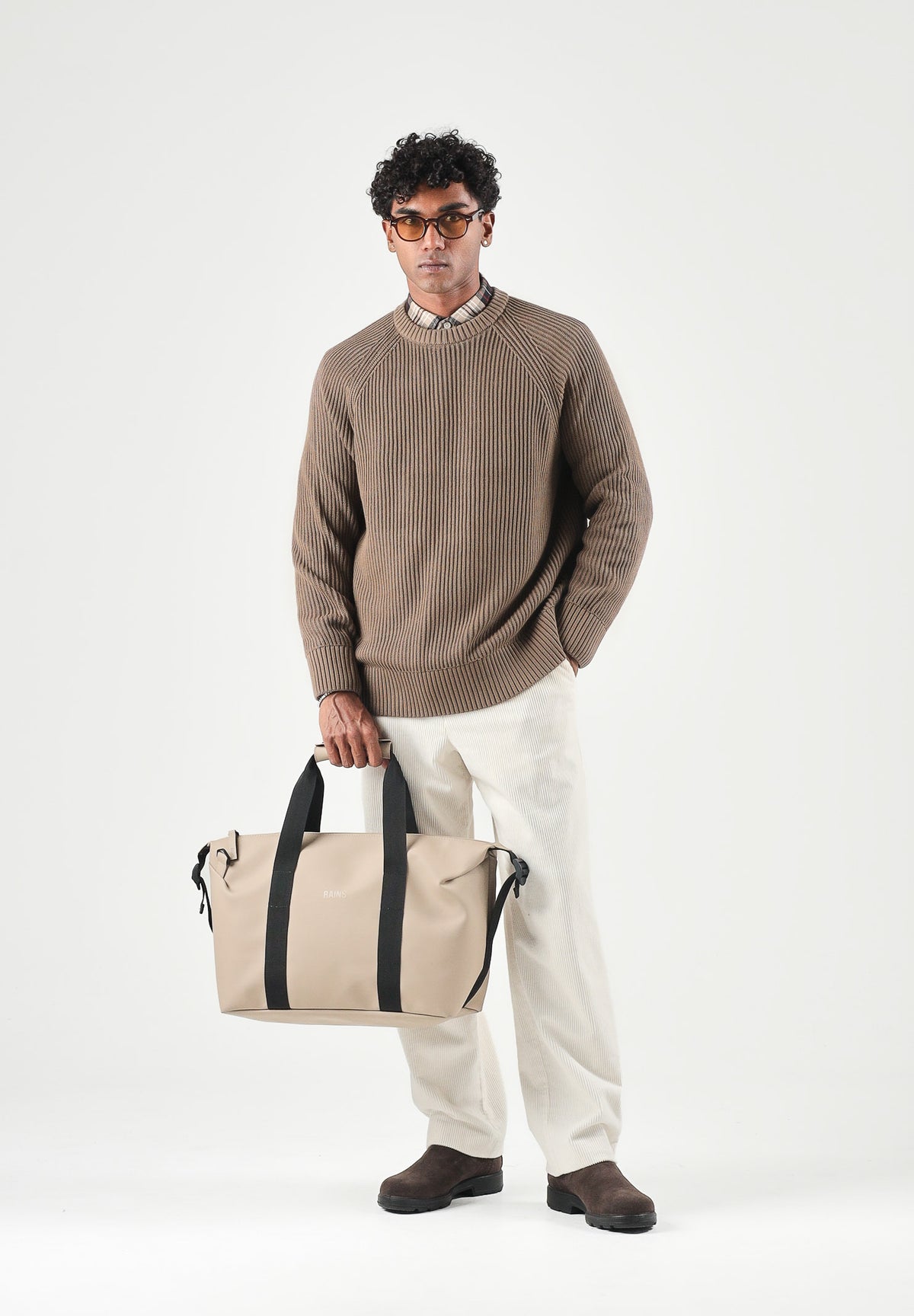 SELECTED HOMME Maglione girocollo BRAUN KNIT RIB CREW NECK marrone per uomo con lavorazione a coste 16101766 CHCH SELECTED HOMME 