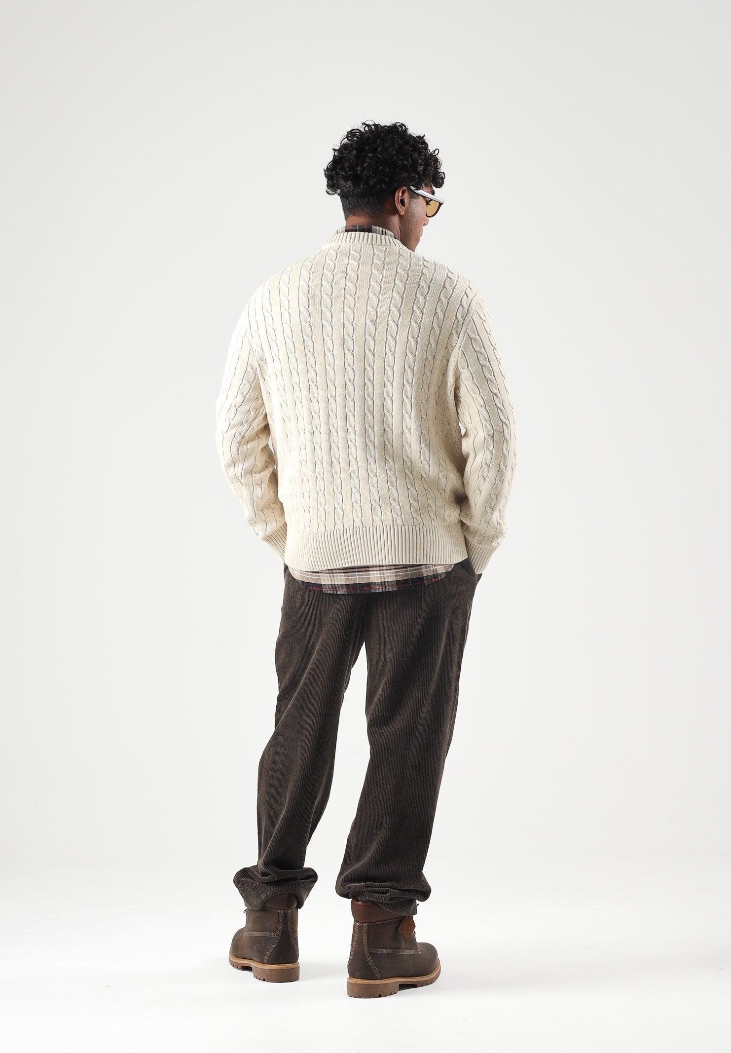 SELECTED HOMME Maglione BRAUN Birch beige chiaro da uomo, con lavorazione a trecce, girocollo e finiture a costine.<BR/> 16101767 BI SELECTED HOMME 