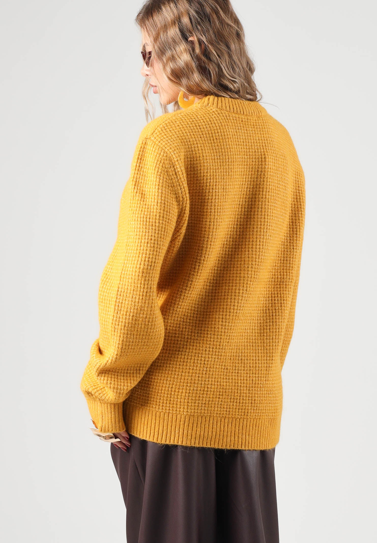 SELECTED HOMME Maglione girocollo RAI WAFFLE giallo ocra da uomo 16101893 CHTE SELECTED HOMME 