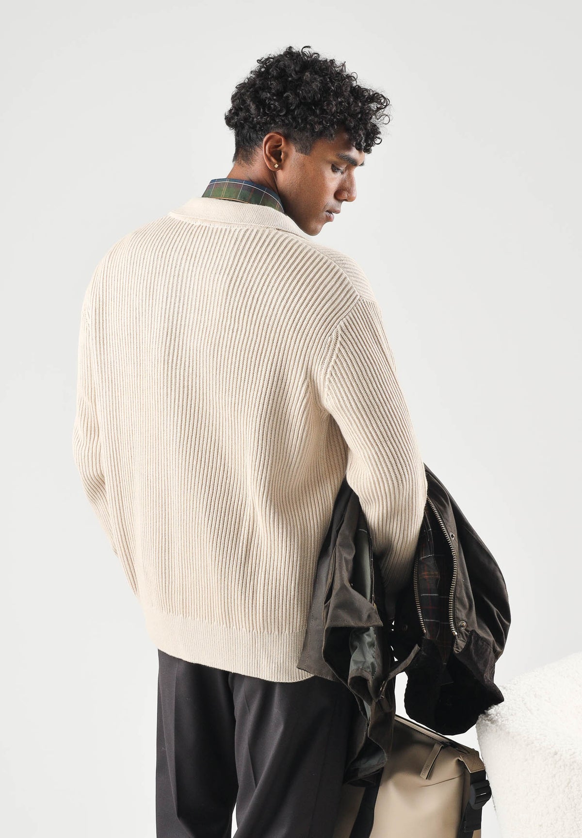 SELECTED HOMME Cardigan oatmeal-beige chiaro per uomo con colletto classico, chiusura frontale a bottoni 16101905 OA SELECTED HOMME 