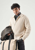 SELECTED HOMME Cardigan oatmeal-beige chiaro per uomo con colletto classico, chiusura frontale a bottoni 16101905 OA SELECTED HOMME 