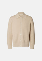 SELECTED HOMME Cardigan oatmeal-beige chiaro per uomo con colletto classico, chiusura frontale a bottoni 16101905 OA SELECTED HOMME 