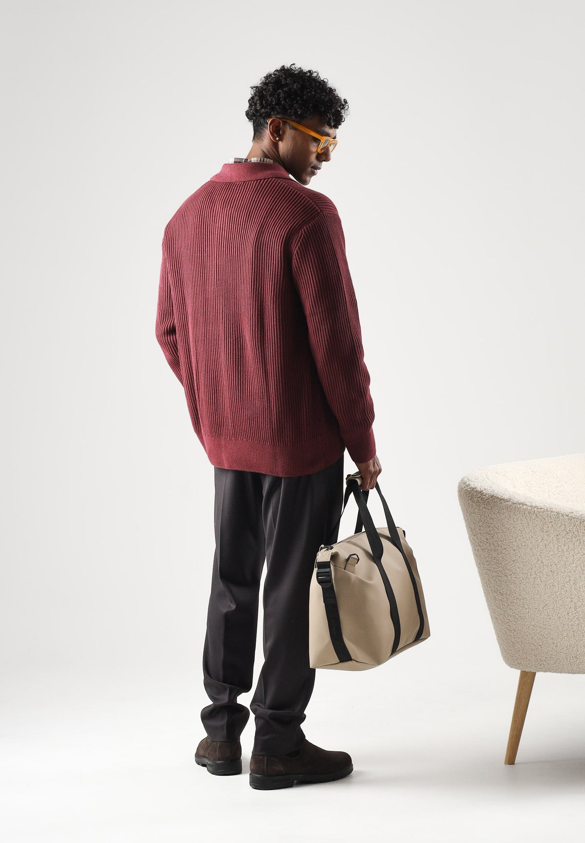 SELECTED HOMME Cardigan tawny port-bordeaux per uomo con colletto classico, chiusura frontale a bottoni 16101905 TA SELECTED HOMME 