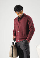 SELECTED HOMME Cardigan tawny port-bordeaux per uomo con colletto classico, chiusura frontale a bottoni 16101905 TA SELECTED HOMME 