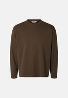 SELECTED HOMME T-shirt manica lunga marrone scuro per uomo con scollo rotondo e maniche lunghe. 16102312 TU SELECTED HOMME 