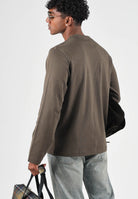 SELECTED HOMME T-shirt manica lunga marrone scuro per uomo con scollo rotondo e maniche lunghe. 16102312 TU SELECTED HOMME 