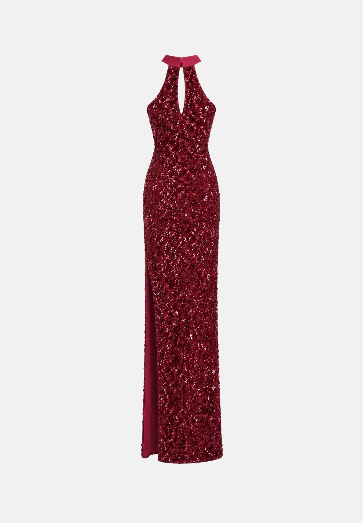SHIT Abito lungo Garnet bordeaux da donna con paillettes, scollo all'americana, chiusura con zip, linea aderente e spacco laterale. SH2627048R GA SHIT 