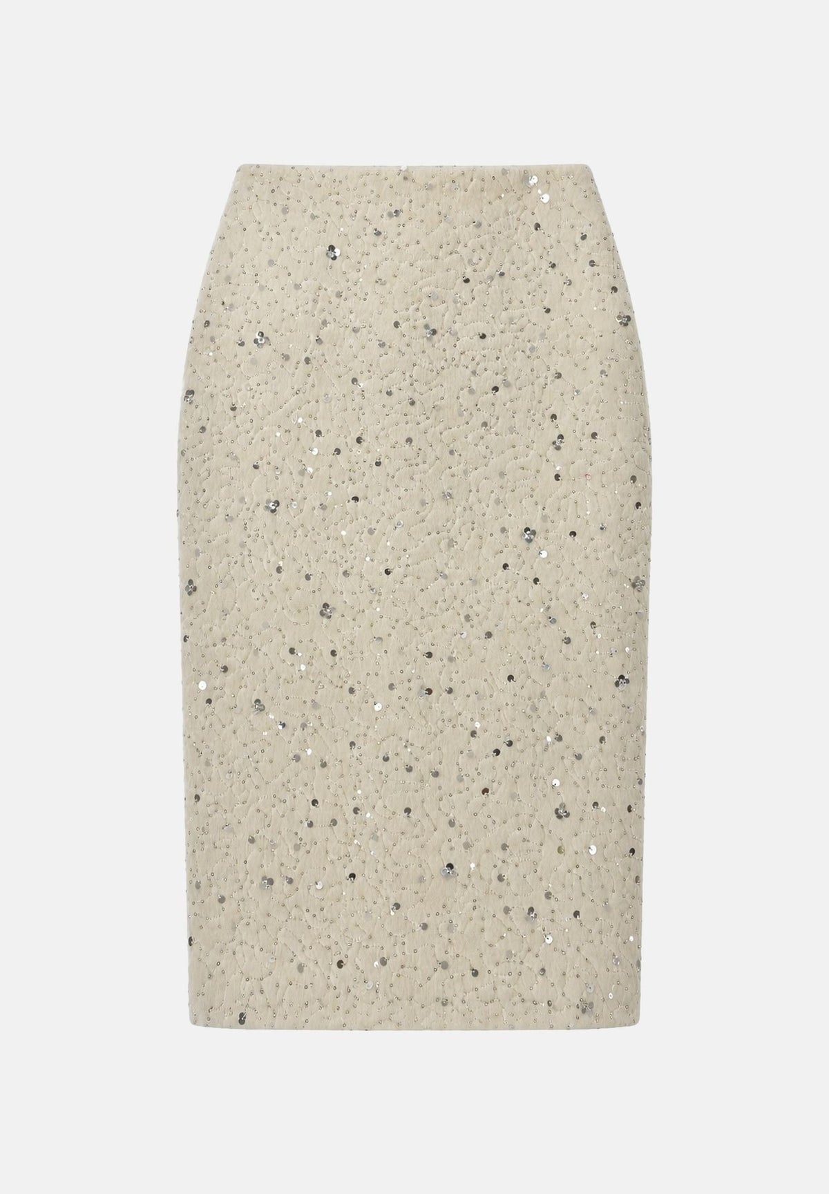 SIMONA CORSELLINI Gonna midi Infinity beige da donna con micro applicazioni luminose all-over. A26CEGOY5001 V0300 SIMONA CORSELLINI 