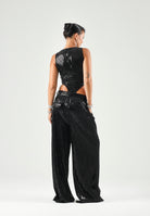 SIMONA CORSELLINI Pantaloni neri da donna con paillettes. A26CEPA10101 V0003 SIMONA CORSELLINI 