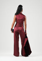 SIMONA CORSELLINI Top smanicato rubino rosso da donna con applicazioni ricamo A26CETO10101 V0083 SIMONA CORSELLINI 
