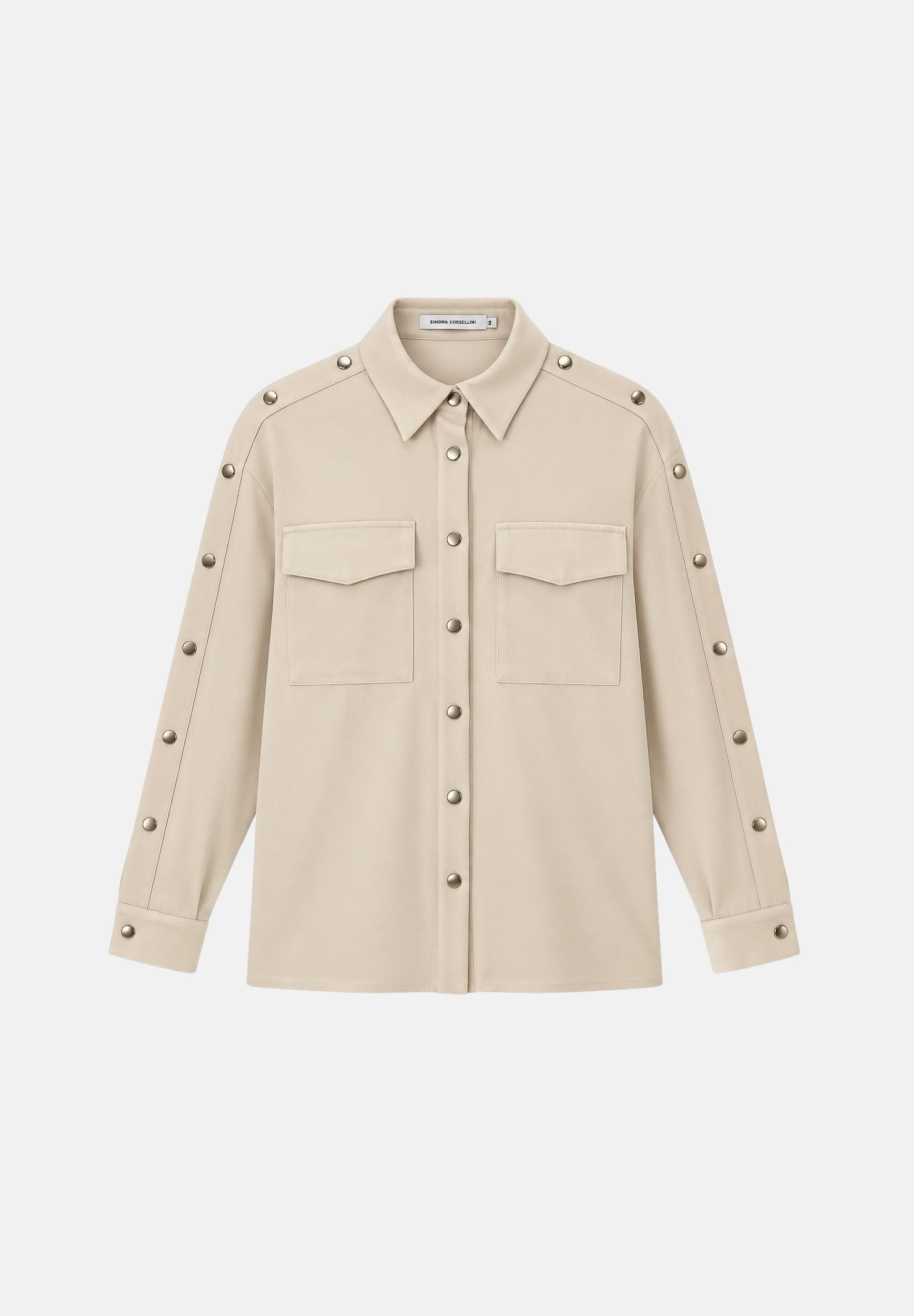 SIMONA CORSELLINI Camicia manica lunga vaniglia per donna con bottoni a pressione e tasche applicate sul petto A26CPCA00101 V0161 SIMONA CORSELLINI 
