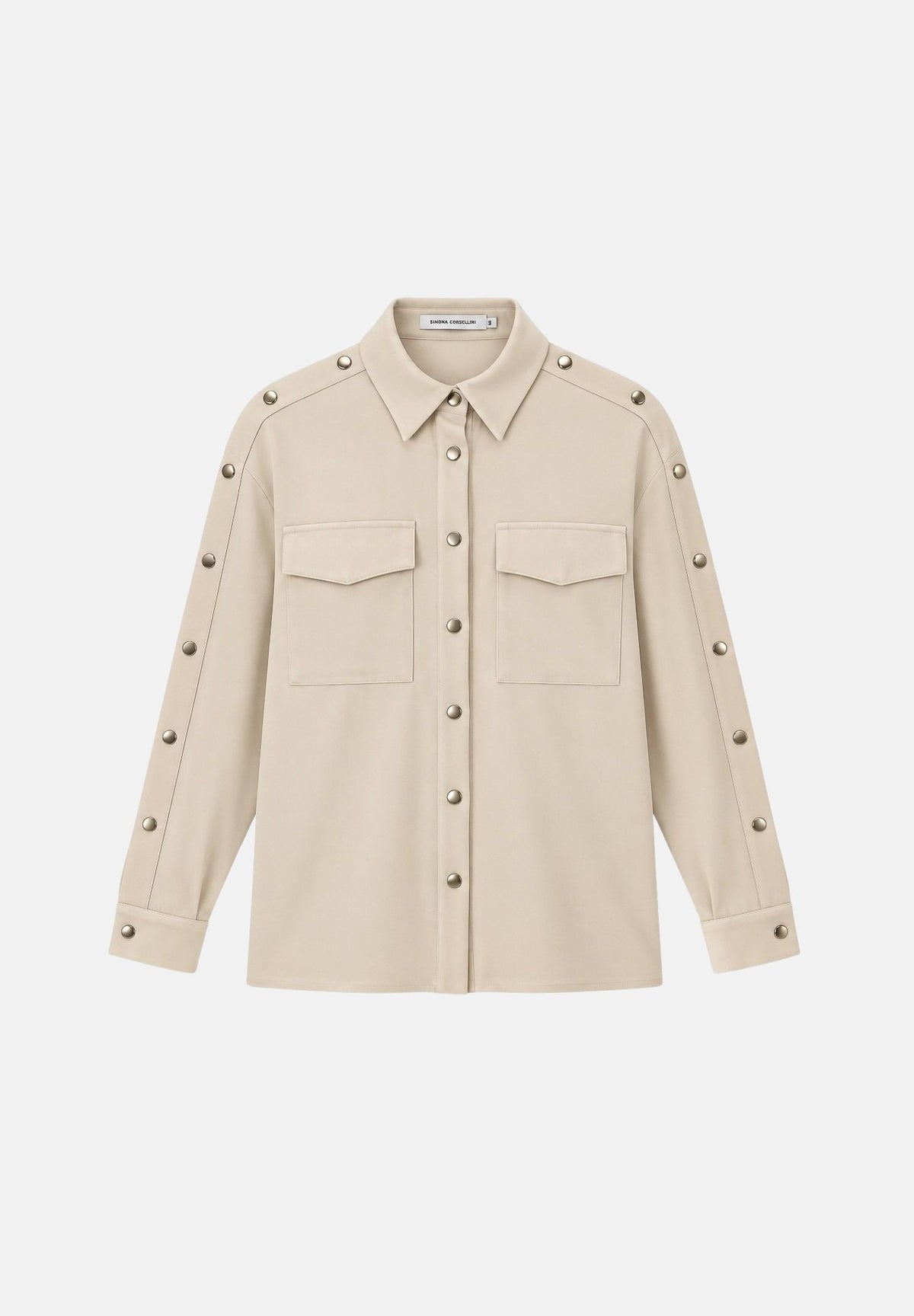 SIMONA CORSELLINI Camicia manica lunga vaniglia per donna con bottoni a pressione e tasche applicate sul petto A26CPCA00101 V0161 SIMONA CORSELLINI 