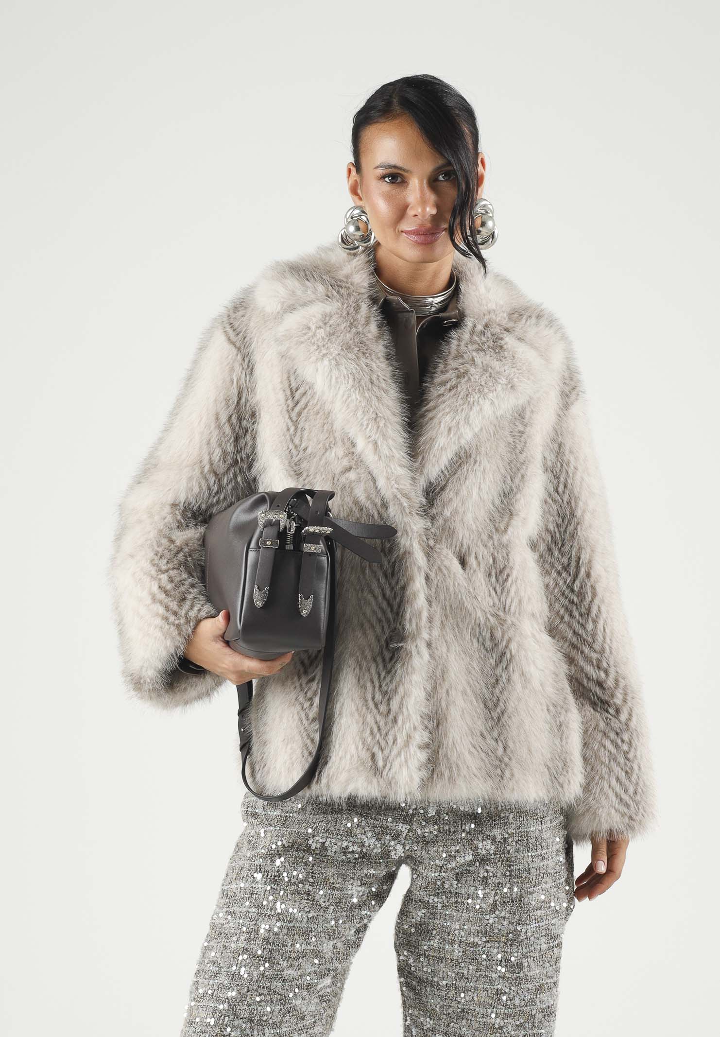 SIMONA CORSELLINI Cappotto CAPPOTTO OVERSIZE IN ECOPELLICCIA grigio, donna. A26CPCBV0301 V0000 SIMONA CORSELLINI 