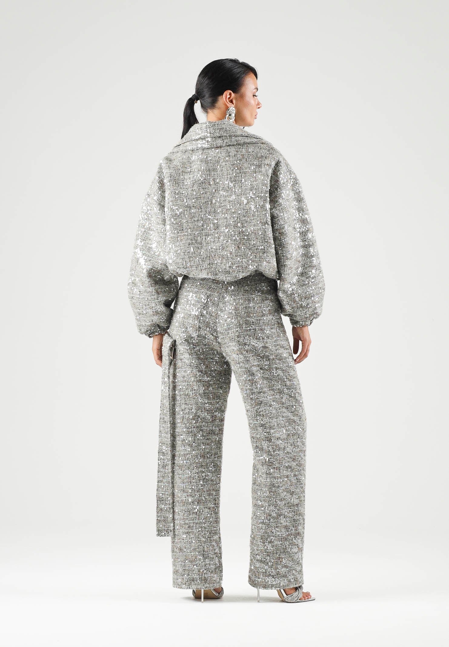 SIMONA CORSELLINI Bomber oversize in chanel paillettes con manica a palloncino sul polso e maxi tasconi A26CPGB00101 V000 SIMONA CORSELLINI 