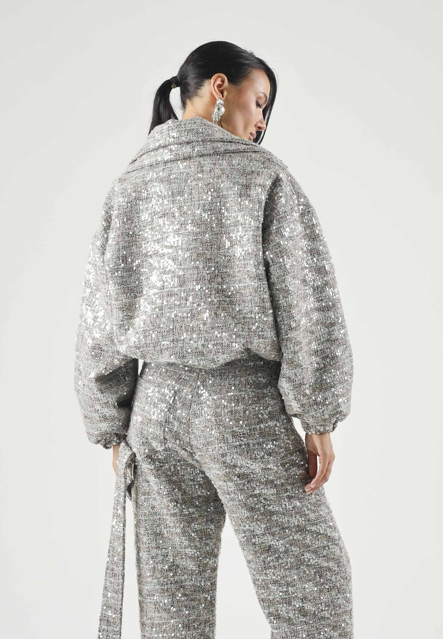 SIMONA CORSELLINI Bomber oversize in chanel paillettes con manica a palloncino sul polso e maxi tasconi A26CPGB00101 V000 SIMONA CORSELLINI 