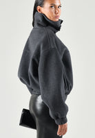 SIMONA CORSELLINI Bomber-montone asfalto melange-grigio da donna con colletto a camicia e chiusura zip. A26CPGBY0101 V0792 SIMONA CORSELLINI 