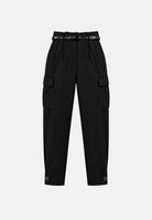 SIMONA CORSELLINI Pantaloni cargo barrel Nero neri da donna, con vita alta, linea morbida e affusolata, ampie tasche laterali applicate e cintura coordinata in vita. A26CPPAW0501 V003 SIMONA CORSELLINI 