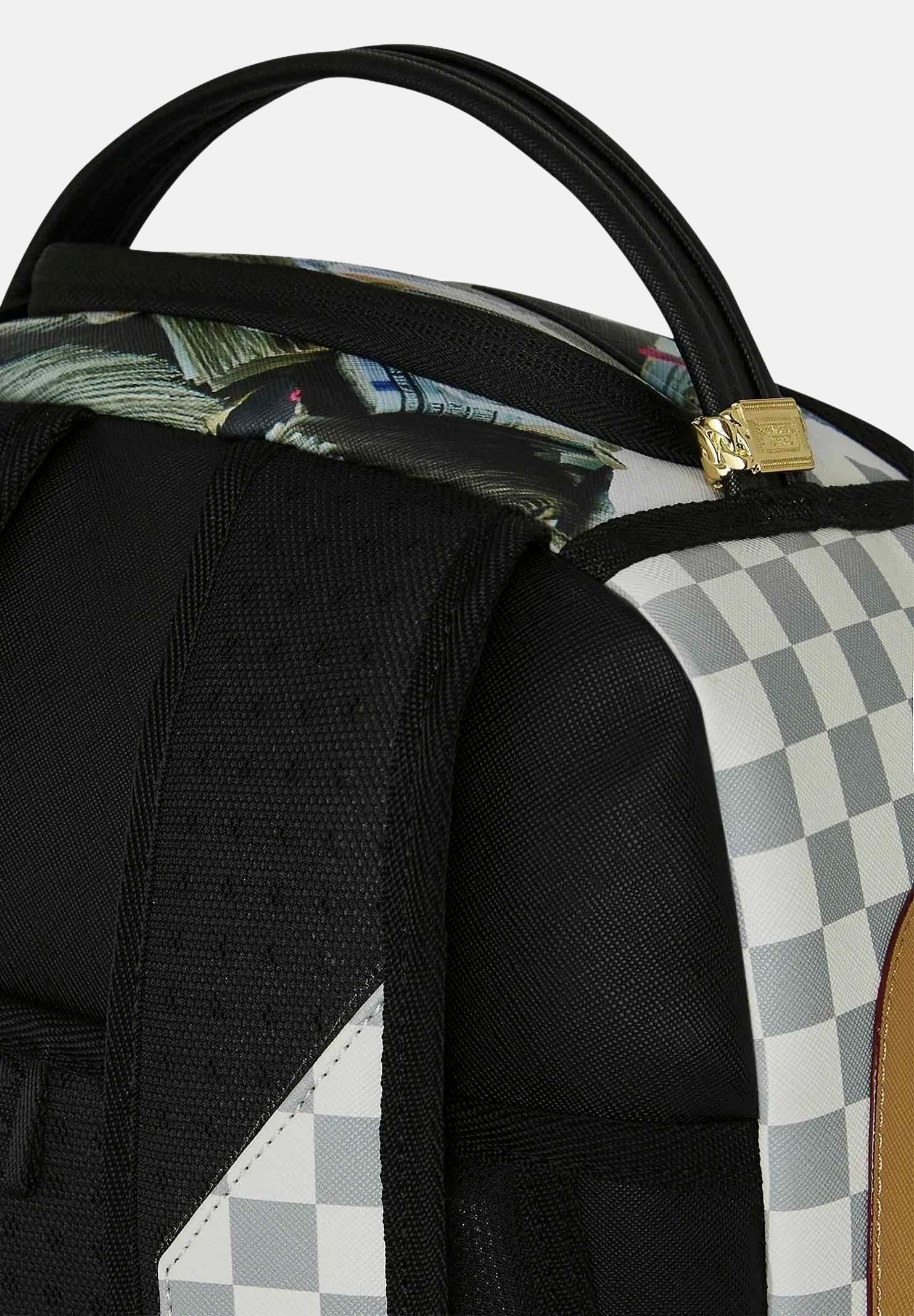 SPRAYGROUND Zaino CREAM CHECK crema-nero per uomo, donna e bambino  con fantasia check, grafica cash all-over 910B8548NSZ . SPRAYGROUND 