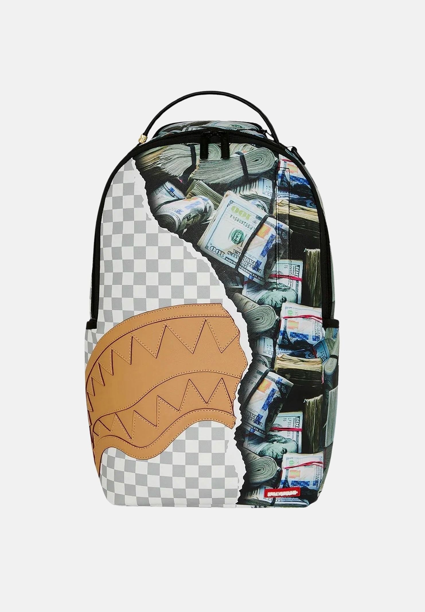 SPRAYGROUND Zaino CREAM CHECK crema-nero per uomo, donna e bambino  con fantasia check, grafica cash all-over 910B8548NSZ . SPRAYGROUND 